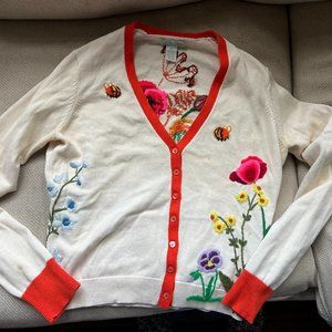 Free People flower embroidered cardigan, M